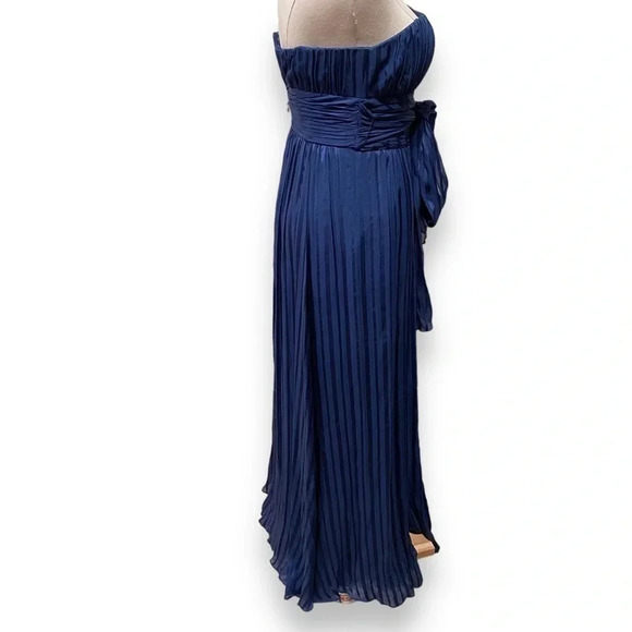 BCBGMaxAzria Timona Silk Navy Blue Shadow Stripe Strapless Gown Dress Size 0 - Picture 11 of 16